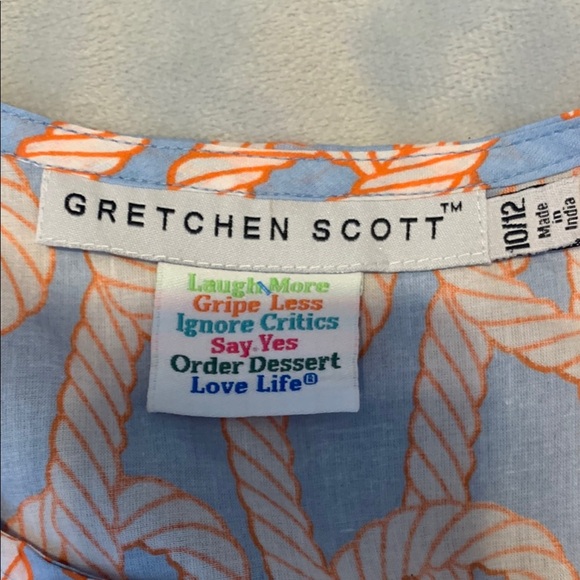 Gretchen Scott Designs Blue and Orange ropes print cotton tunic dress size 10/12 - Picture 4 of 6